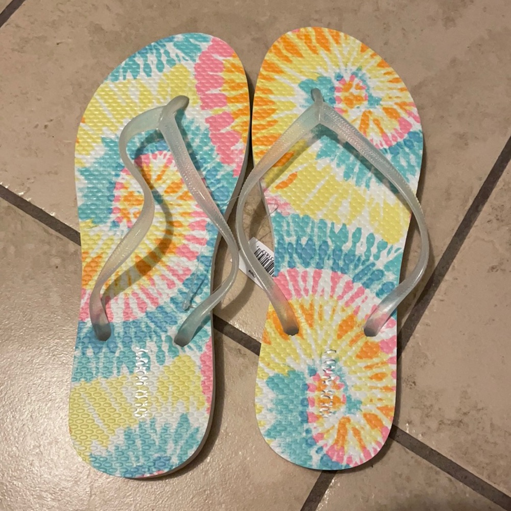 Tie dye flip flops